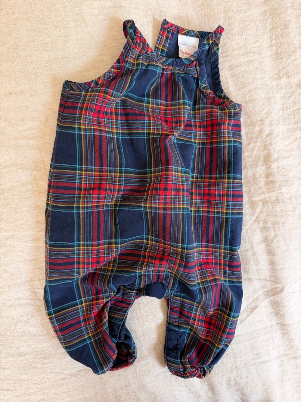 Plaid Navy and Red Baby Romper - Hanna Andersson